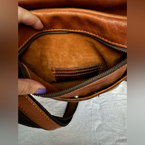 Patricia Nash Stamped Brown Leather Crossbody Purse - Picture 6 of 12